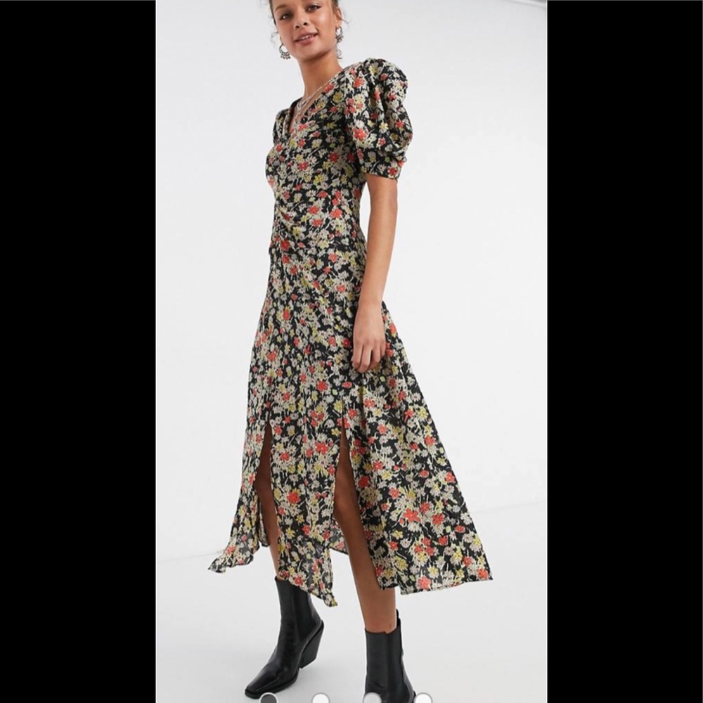 NWOT Topshop grunge midi dress and floral print 10